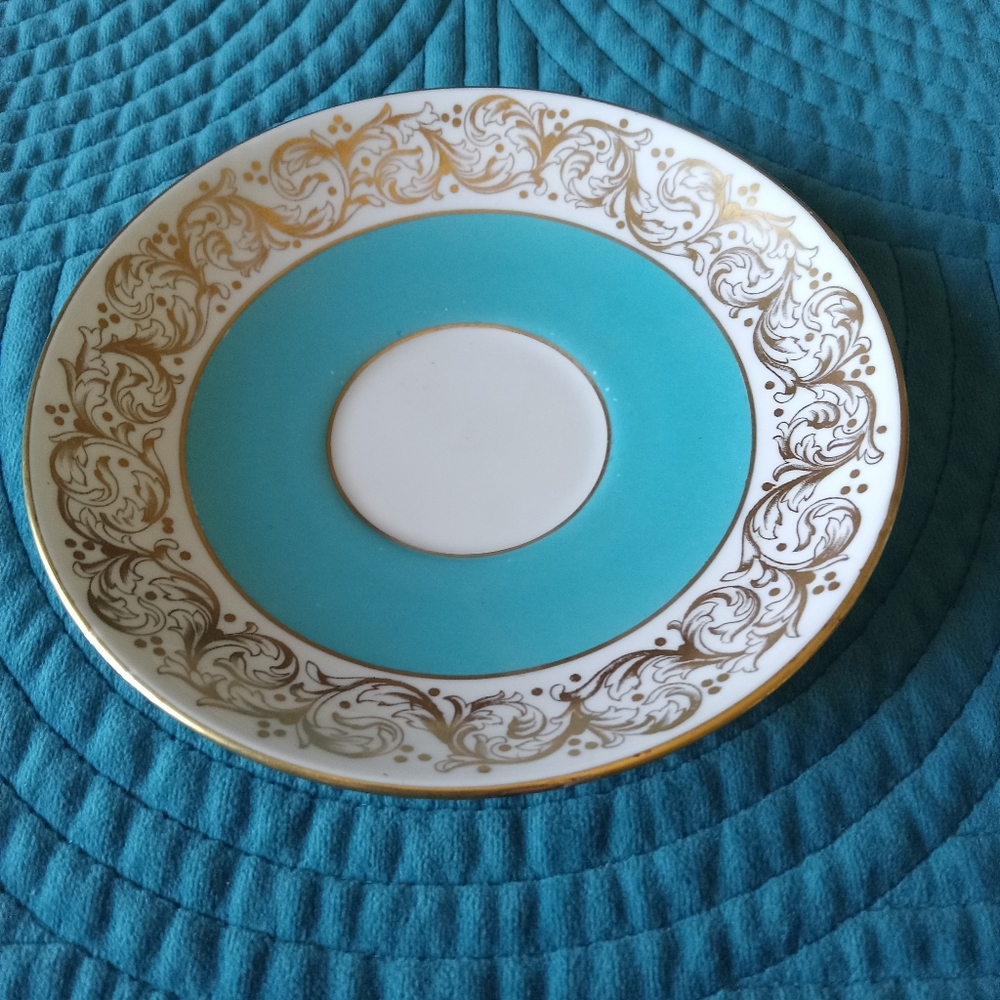 Vintage Royal Adderley 1789 Bone China Lawley Aqua Blue & Gold Cup & Saucer Set - Picture 3 of 12